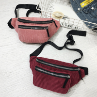 Small Woman's Waist Bag Purse Corduroy Cotton Fanny Pack Phone Pocket Fitness Waist Bag Female Waterproof Belt Pouch Bag Modern