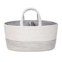 JUNYUAN Large Cotton Rope Collapsible Diaper Caddy Organizer With Long Handle