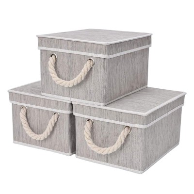 Canvas Fabric Storage Bin Box With Rope for Cloth