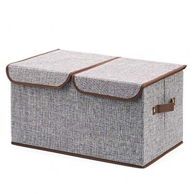 Linen Fabric Foldable Storage Cubes Bin Box for Cloth