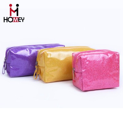 New design custom made at low price zipper fashion handle travel cheap price travel glitter makeup cosmetic bag