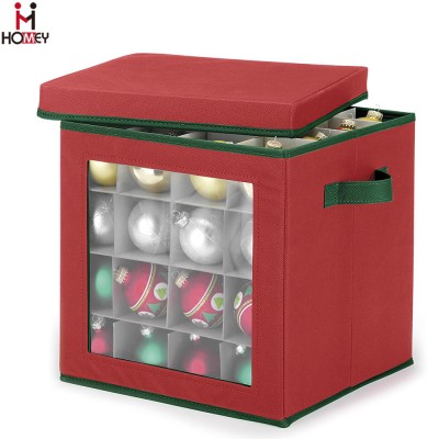 Fabric Christmas Ornament Light Storage Box with Dividers