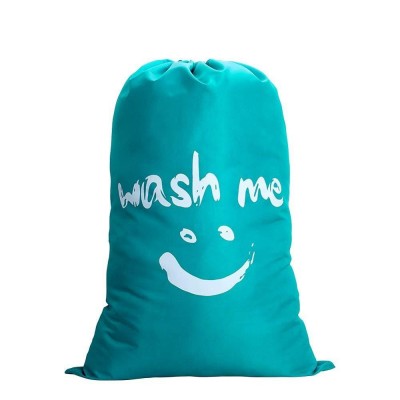 Foldable Storage Bag with Drawstring Cord Lock Closure Nylon Dirty Clothes Bags for Bathroom