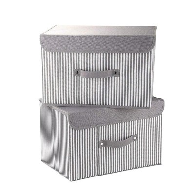 Hot Sell 2020 Stripe Grey Storage Box foldable box storage box lid